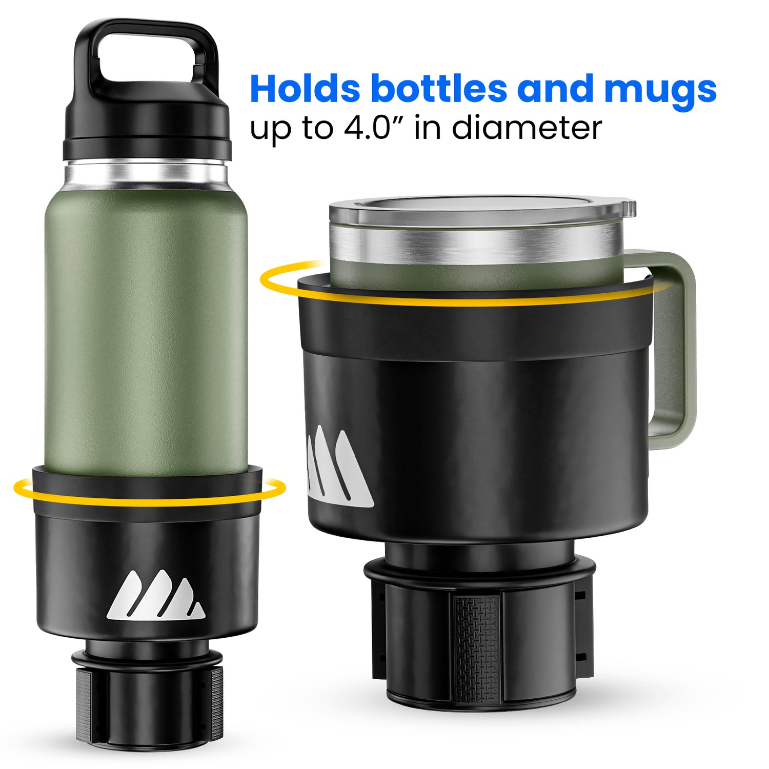 Integral Mug Integrator Expandable Mug Holder - YETI 14oz Rambler Cup  Holder - Coffee Mug Car Cup Holder Expander with Adjustable Base - Rubber  Tabs