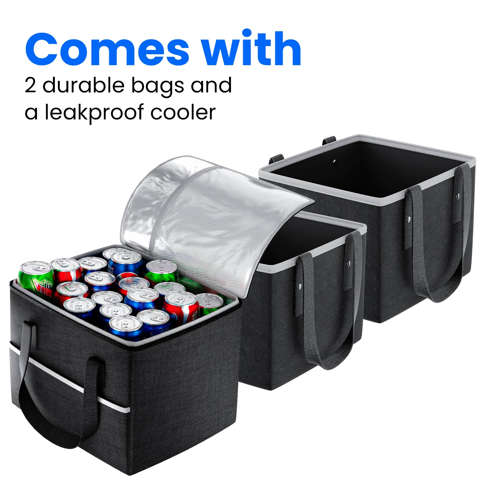 Integral Trunk Organizer with Cooler and Reusable Bags